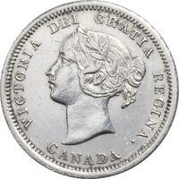 سکه 5 سنت 1858 ویکتوریا - AU50 - کانادا