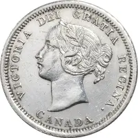 سکه 5 سنت 1858 ویکتوریا - AU50 - کانادا