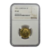 سکه 3 پنس 1951 جرج ششم - PF65 - انگلستان