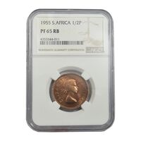 سکه 1/2 پنی 1955 الیزابت دوم - PF65 - آفریقای جنوبی