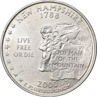 سکه کوارتر دلار 2000P ایالتی (نیوهمشایر) - MS61 - آمریکا