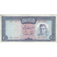 اسکناس 200 ریال (آموزگار - سمیعی) نوشته سیاه - تک - VF30 - محمد رضا شاه