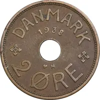 سکه 2 اوره 1938 کریستیان دهم - EF40 - دانمارک