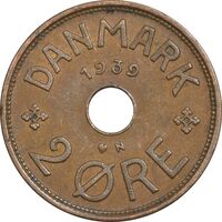 سکه 2 اوره 1939 کریستیان دهم - EF40 - دانمارک