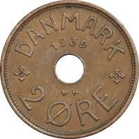 سکه 2 اوره 1939 کریستیان دهم - EF40 - دانمارک