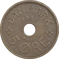 سکه 5 اوره 1927 کریستیان دهم - EF40 - دانمارک