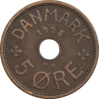 سکه 5 اوره 1928 کریستیان دهم - EF40 - دانمارک