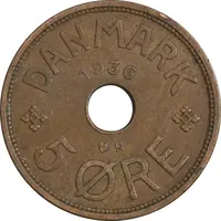 سکه 5 اوره 1936 کریستیان دهم - EF45 - دانمارک