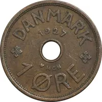 سکه 1 اوره 1927 کریستیان دهم - EF45 - دانمارک