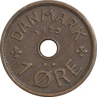 سکه 1 اوره 1929 کریستیان دهم - EF45 - دانمارک