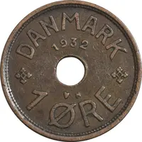 سکه 1 اوره 1932 کریستیان دهم - EF45 - دانمارک