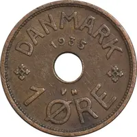 سکه 1 اوره 1935 کریستیان دهم - EF45 - دانمارک