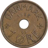 سکه 1 اوره 1936 کریستیان دهم - EF45 - دانمارک