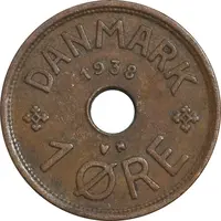 سکه 1 اوره 1938 کریستیان دهم - EF45 - دانمارک