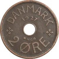 سکه 2 اوره 1927 کریستیان دهم - EF40 - دانمارک