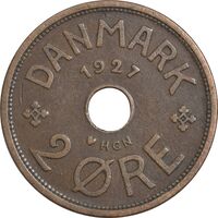 سکه 2 اوره 1927 کریستیان دهم - EF40 - دانمارک