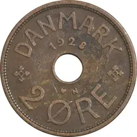 سکه 2 اوره 1928 کریستیان دهم - EF40 - دانمارک