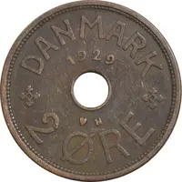 سکه 2 اوره 1929 کریستیان دهم - EF40 - دانمارک