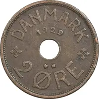 سکه 2 اوره 1929 کریستیان دهم - EF40 - دانمارک