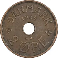 سکه 2 اوره 1934 کریستیان دهم - EF40 - دانمارک