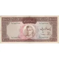 اسکناس 1000 ریال (آموزگار - سمیعی) نوشته قرمز - VF35 - محمد رضا شاه