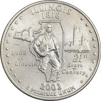 سکه کوارتر دلار 2003P ایالتی (ایلینوی) - AU50 - آمریکا