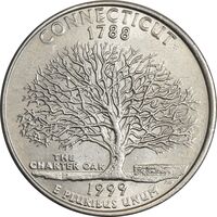 سکه کوارتر دلار 1999P ایالتی (کنکتیکت) - MS61 - آمریکا