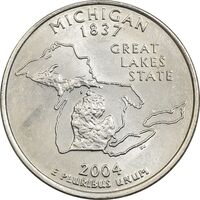 سکه کوارتر دلار 2004D ایالتی (میشیگان) - MS62 - آمریکا