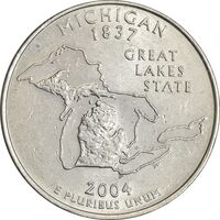 سکه کوارتر دلار 2004P ایالتی (میشیگان) - MS61 - آمریکا