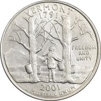 سکه کوارتر دلار 2001D ایالتی (ورمونت) - MS61 - آمریکا