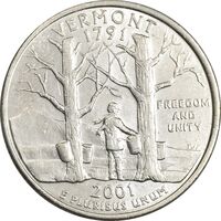 سکه کوارتر دلار 2001D ایالتی (ورمونت) - AU58 - آمریکا