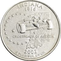 سکه کوارتر دلار 2002P ایالتی (ایندیانا) - AU58 - آمریکا
