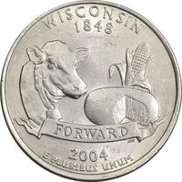 سکه کوارتر دلار 2004P ایالتی (ویسکانسین) - MS61 - آمریکا