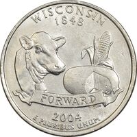 سکه کوارتر دلار 2004P ایالتی (ویسکانسین) - AU58 - آمریکا