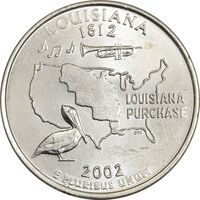 سکه کوارتر دلار 2002P ایالتی (لوئیزیانا) - MS62 - آمریکا