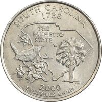 سکه کوارتر دلار 2000D ایالتی (کارولینای جنوبی) - AU58 - آمریکا