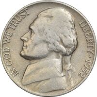 سکه نیکل 5 سنت 1952 جفرسون - VF35 - آمریکا