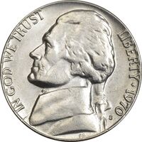 سکه نیکل 5 سنت 1970D جفرسون - EF45 - آمریکا