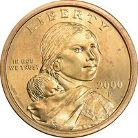 سکه یک دلار 2000P ساکاگاوا (دختر سرخپوست) - MS63 - آمریکا