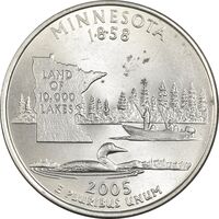 سکه کوارتر دلار 2005D ایالتی (مینسوتا) - MS62 - آمریکا