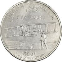 سکه کوارتر دلار 2001P ایالتی (کارولینای شمالی) - AU50 - آمریکا