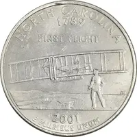 سکه کوارتر دلار 2001P ایالتی (کارولینای شمالی) - AU50 - آمریکا