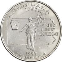 سکه کوارتر دلار 1999D ایالتی (پنسیلوانیا) - AU58 - آمریکا