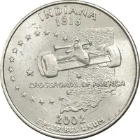 سکه کوارتر دلار 2002P ایالتی (ایندیانا) - AU55 - آمریکا
