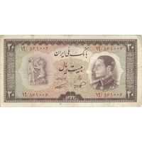 اسکناس 20 ریال 1333 - تک - VF25 - محمد رضا شاه