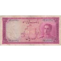اسکناس 100 ریال سری سوم - تک - VF25 - محمد رضا شاه