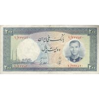 اسکناس 200 ریال 1337 - پرفیکس 1 - تک - VF30 - محمد رضا شاه