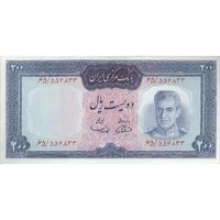 اسکناس 200 ریال (آموزگار - سمیعی) نوشته قرمز - تک - UNC62 - محمد رضا شاه