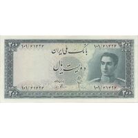 اسکناس 200 ریال سری سوم - تک - AU58 - محمد رضا شاه