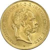 سکه 10 فرانک (4 فلورین) 1892 فرانتس یوزف یکم (طلا) - MS64 - اتریش